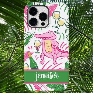 Alligator Wine Pink Green Preppy Personalisiert Case-Mate iPhone 14 Pro Max Hülle