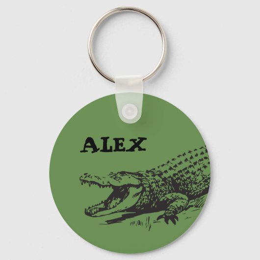 Alligator zeichne mit individuelle Name Schlüsselanhänger (Vorderseite)