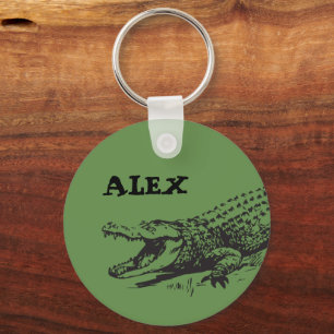 Alligator-Zeichnung mit benutzerdefiniertem Namen Schlüsselanhänger