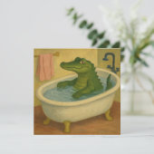 Alligator zur Badezeit Einladung (Stehend Vorderseite)