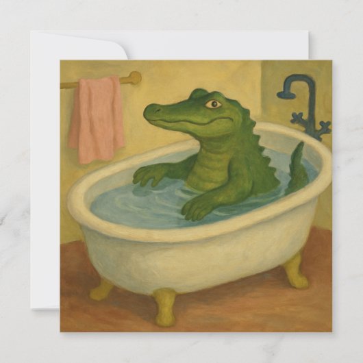 Alligator zur Badezeit Einladung (Vorderseite)
