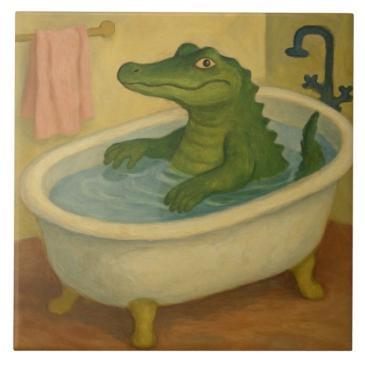 Alligator zur Badezeit Fliese (Vorderseite)