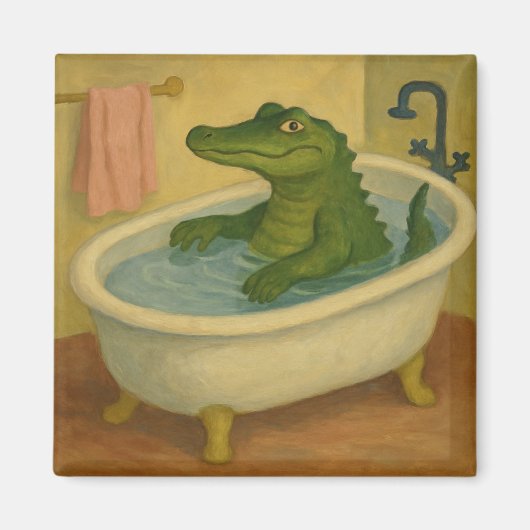 Alligator zur Badezeit Magnet (Vorne)