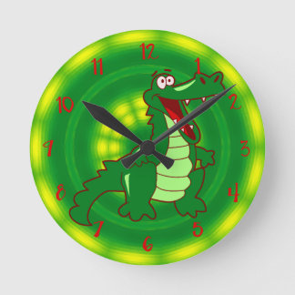 AlligatorCartoon-Uhr Runde Wanduhr