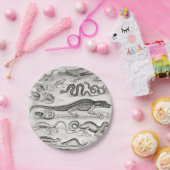 Alligatoren für Schwarzweißschildkröten Pappteller (Party)