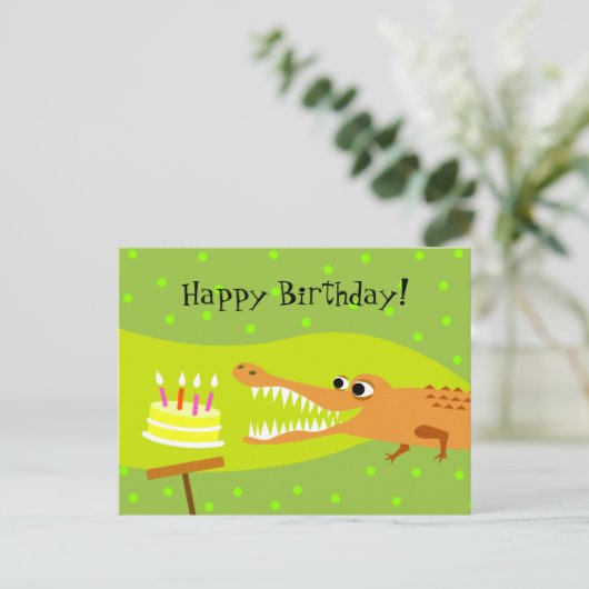 Alligatorgeburtstag Postkarte (Stehend Vorderseite)
