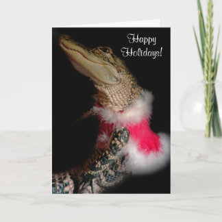 Alligatorin in ihrer Grußkarte für das Weihnachtsk Feiertagskarte