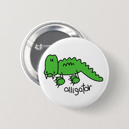 AlligatorStrichmännchen-Knopf Button (Vorne & Hinten)