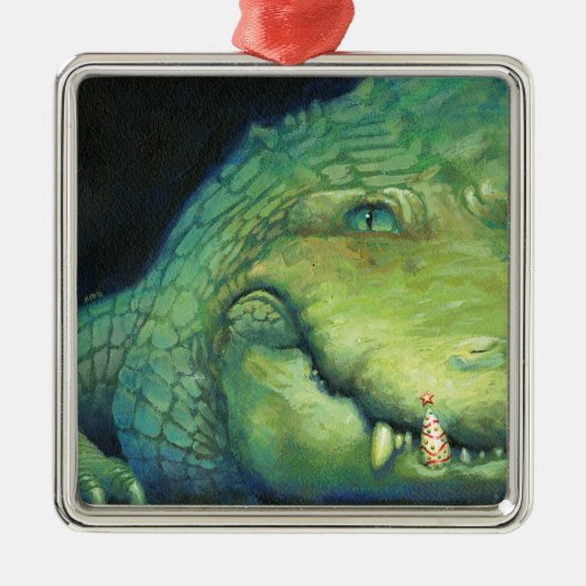 Alligatorweihnachtszahnverzierung Ornament Aus Metall (Vorne)