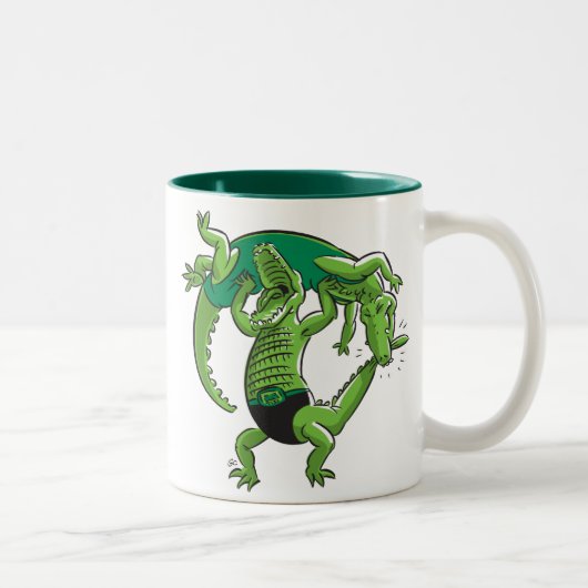AlligatorWrestling-Tasse Zweifarbige Tasse (Rechts)