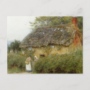 Allingham Ein Cottage mit Sonnenblumen in Peaslake Postkarte