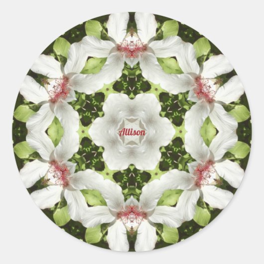 ALLISON ~ EASTER HIBISKUS WHITE RELIGIOUS ~ RUNDER AUFKLEBER (Vorderseite)