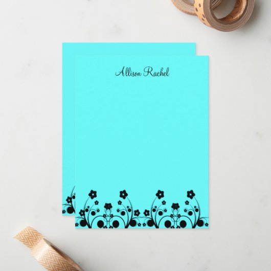 Allison Rachel Blume & Pearls Tall Vielen Dank Mitteilungskarte (Vorderseite/Rückseite Beispiel)