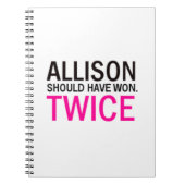 Allison sollte gewinnen - zweimal, Notebook Notizblock (Vorderseite)