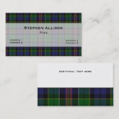 Allison Tartan Kariert Custom Visitenkarte (Vorne/Hinten)