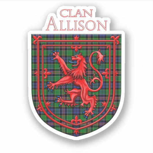 Allison Tartan Scottish Kariert Lion Rampant Aufkleber (Vorderseite)