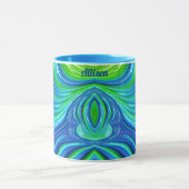 ALLISON ~ Zany 3D Fraktal ~ Blaue grüne Tasse (Zentrum)