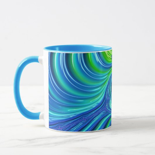 ALLISON ~ Zany 3D Fraktal ~ Blaue grüne Tasse (Links)