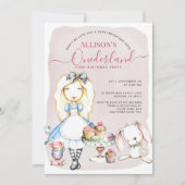 Allison's Onederland Tea Party Girl's 1. Geburtsta Einladung (Vorderseite)