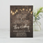 Allison's v4 Brick Edison Lights Wedding Einladung (Stehend Vorderseite)