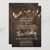 Allison's v4 Brick Edison Lights Wedding Einladung (Vorne/Hinten)