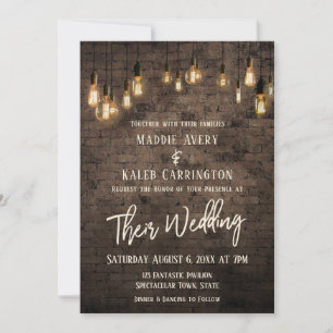 Allison's v4 Brick Edison Lights Wedding Einladung