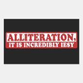 Alliteration lustiges kreatives Schreiben Rechteckiger Aufkleber (Vorderseite)