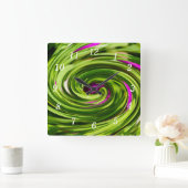 Allium Abstrakt Wall Clock Quadratische Wanduhr (Zuhause)