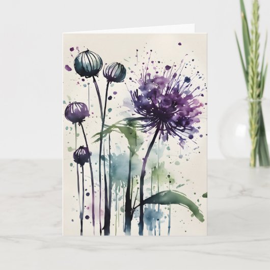 Allium - Aquarellblumen Karte (Vorderseite)