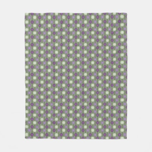 Allium Blume Pattern Green Lila Fleece Blanket (Vorderseite)