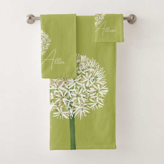  Allium Flower Botanical Art | Elegant Flora Badhandtuch Set (Insitu)