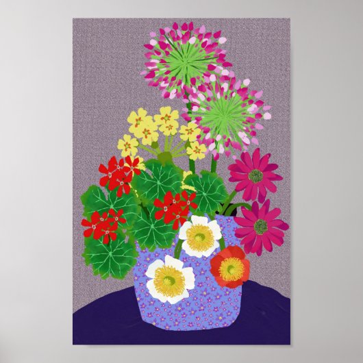 Allium, Geranium, Poppy, Primrose und Daisy Poster (Vorne)