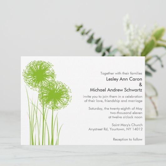 Allium in der Grashochzeit Einladung (Stehend Vorderseite)