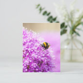 Allium mit Biene Postkarte (Stehend Vorderseite)
