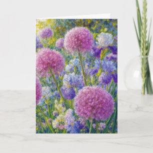 Allium und Iris Sommergarten, an Dich denkend Karte