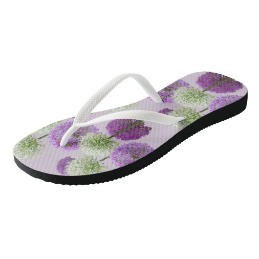 Allium White und Lila Adult Flip Flops Badesandalen (Schrägansicht)