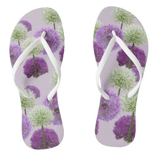 Allium White und Lila Adult Flip Flops Badesandalen (Fußbett)
