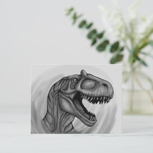 Allosaurus Sketch Postkarte (Stehend Vorderseite)