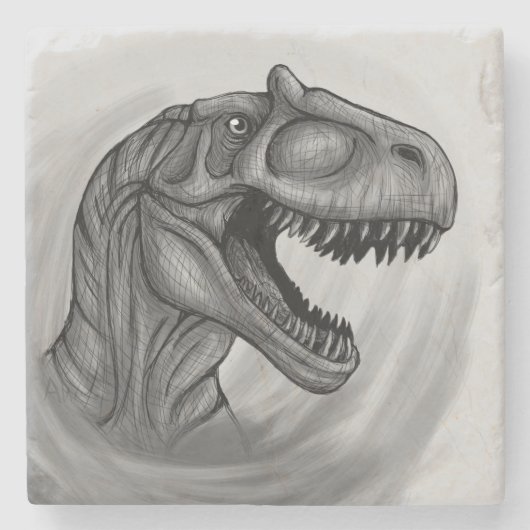 Allosaurus Sketch Steinuntersetzer (Vorderseite)