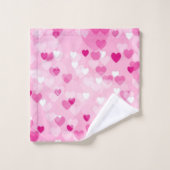 Allover Herzen, rosa Badhandtuch Set (Waschlappen)