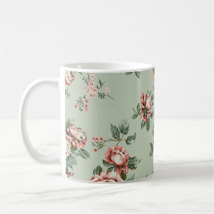 Allover-Multi-Motiv-Blumen-Ornament Nahtloses Must Kaffeetasse