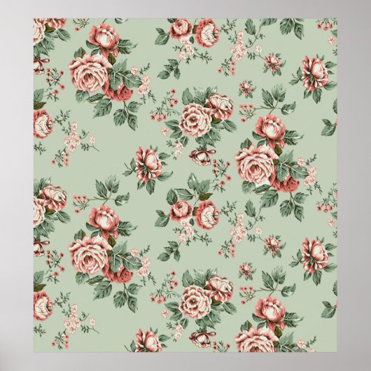 Allover Multimotif-Blume-Ornament Nahtloses Stück Poster (Vorne)