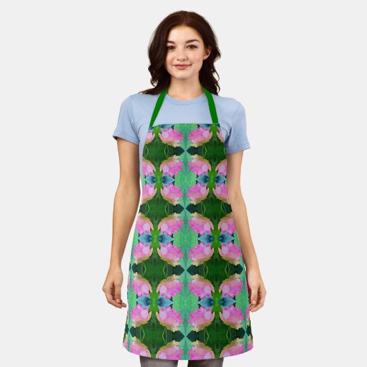 Allover Print-Schürze Rosa Lotus Abstrakt Schürze (Getragen)