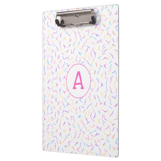 Allover Sprinkles Pink Multi Initial Clipboard Klemmbrett (Links)