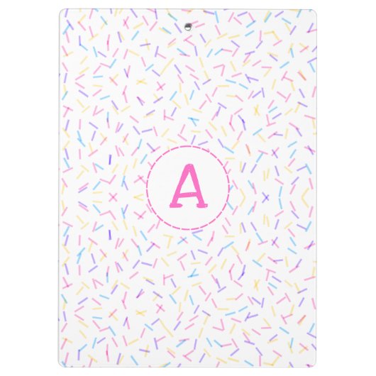 Allover Sprinkles Pink Multi Initial Clipboard Klemmbrett (Rückseite)