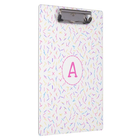 Allover Sprinkles Pink Multi Initial Clipboard Klemmbrett (Rechts)