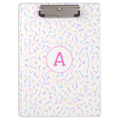 Allover Sprinkles Pink Multi Initial Clipboard Klemmbrett (Vorderseite)