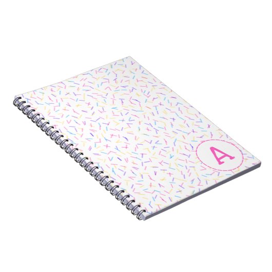 Allover Sprinkles Pink Multi Initial Notebook Notizblock (Rechte Seite)
