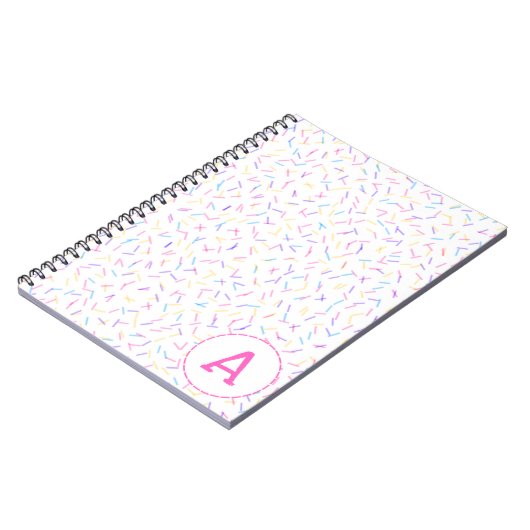 Allover Sprinkles Pink Multi Initial Notebook Notizblock (Linke Seite)