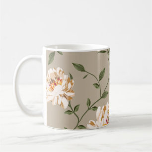 Alloverbraun Blume Muster auf blauem Hintergrund Kaffeetasse